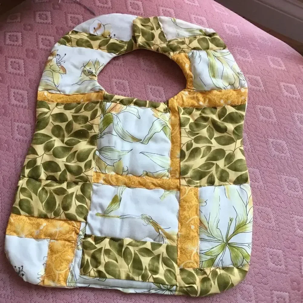 3/$25 or $12 each. Handcrafted Quilted Reversible Baby Bib in Botanical Prints